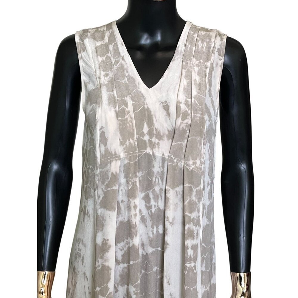 Raven + Lily Beige Silk Maxi Dress XS Oversized Boho Resort Tie Back - Picture 4 of 7